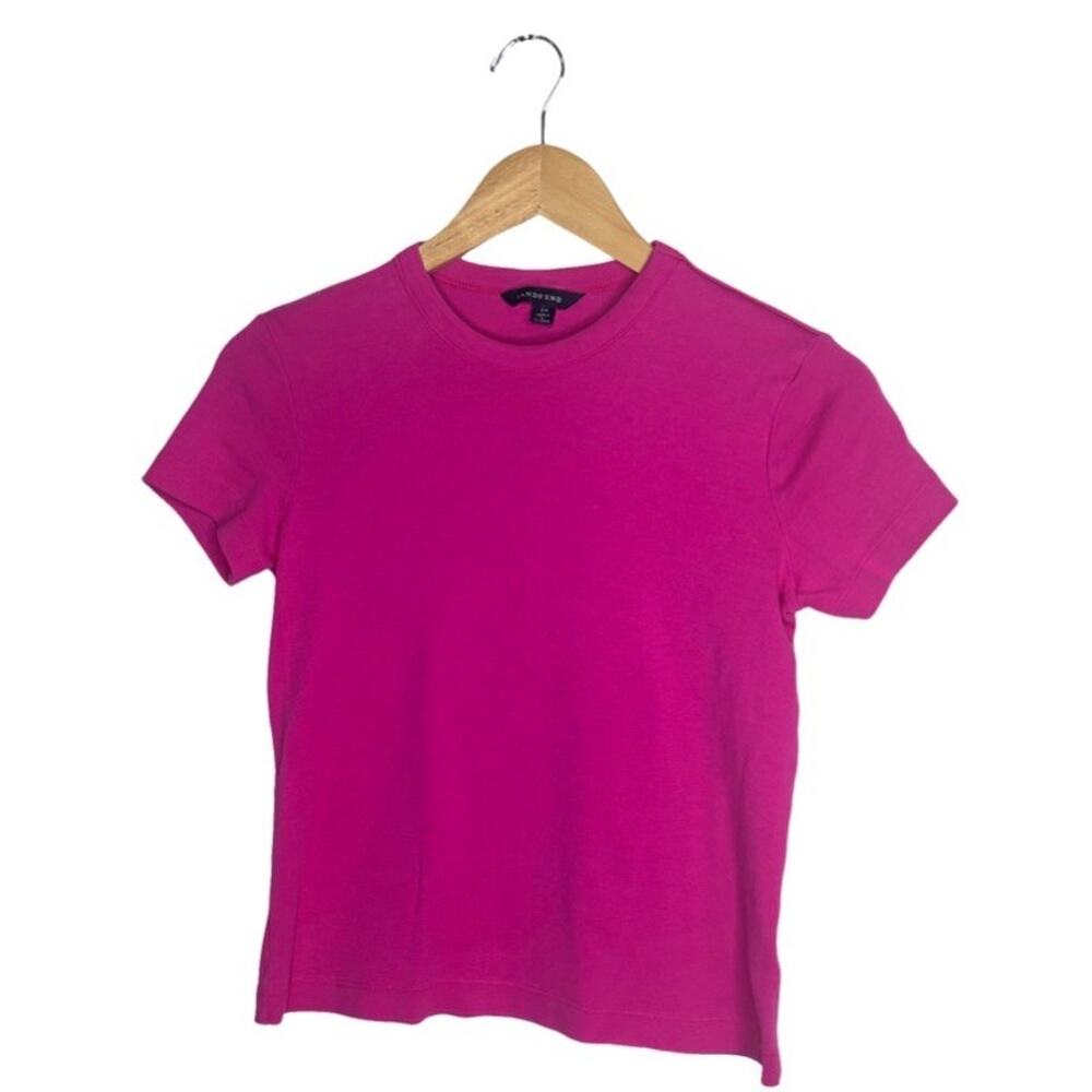 Land’s End Fuscia Pink T Shirt Women’s Size XS Cotton Casual Basic Crew Neck
